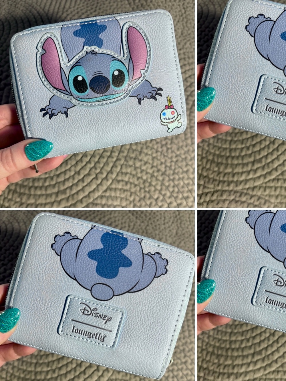 Stitch & Scrump Wallet - Light Blue Cute Character Zipper Wallet by Loungefly